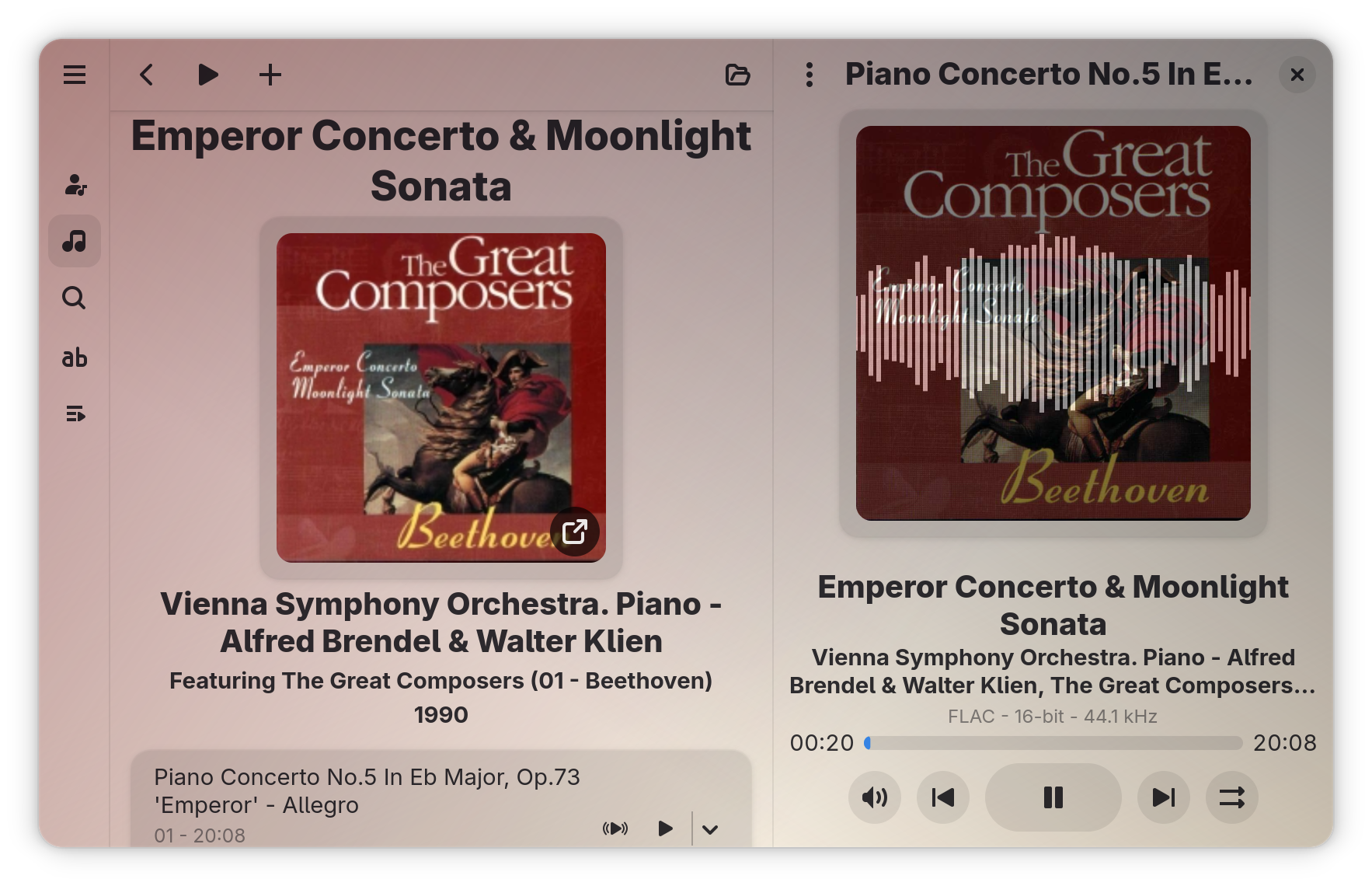 Playing Beethoven's Piano Concerto No. 5 in Recordbox