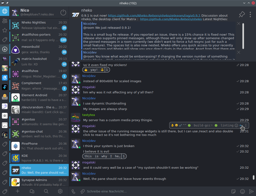 The chat window of nheko